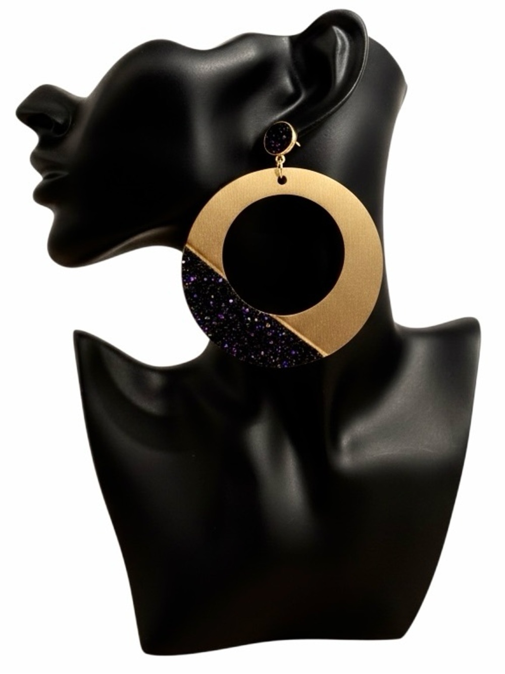 (NWT) Glitter Disc Statement Earrings